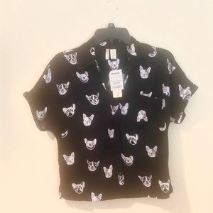 Short sleeve printed button up